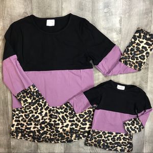 Mom and Me purple color block boutique top